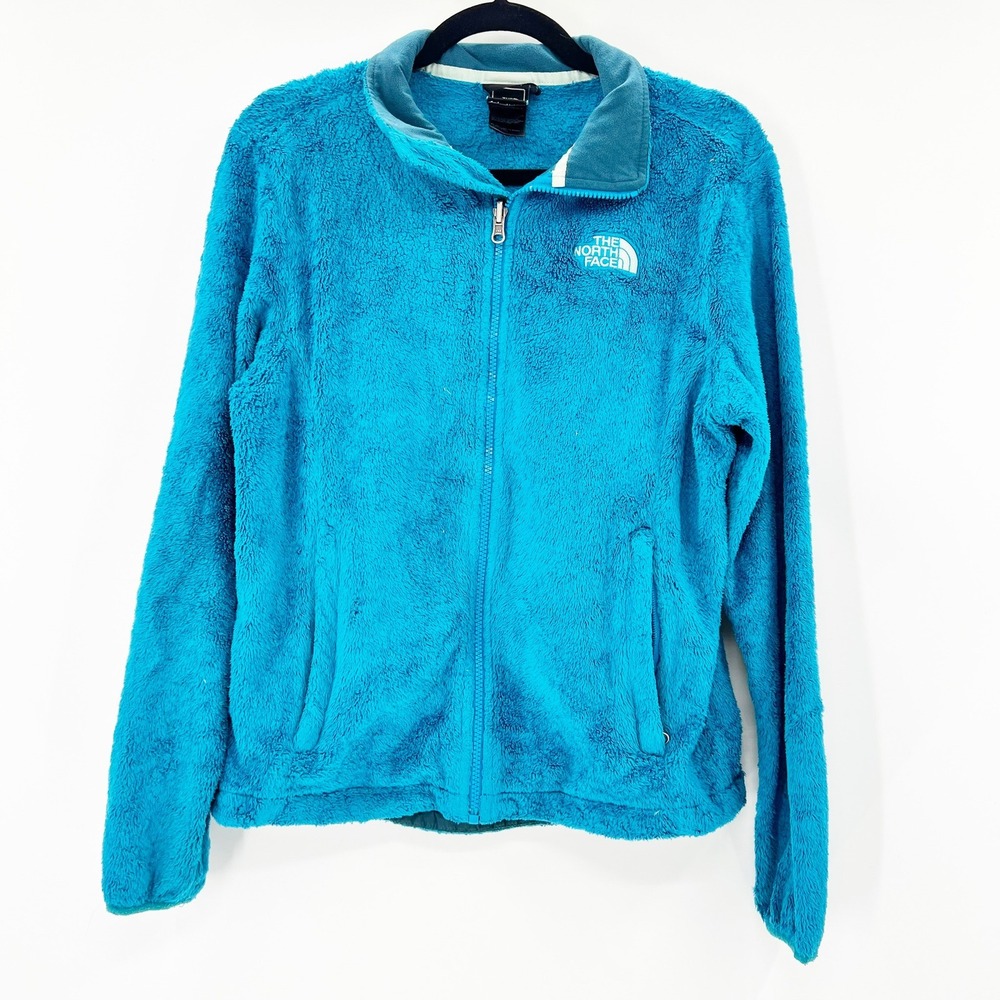 The North Face Osito Fleece Jacket Womens M Blue Good Full Zip High Pile Soft